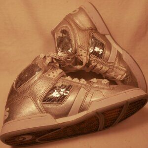 NEW Osiris NYC 83 SLM Silver White "Bling" Sequins Women's 8.5 Chunky Skater Y2K